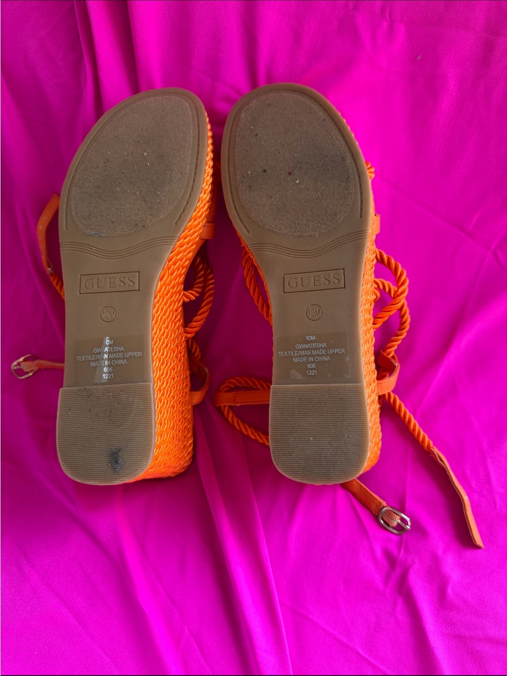 Guess Orange Rope Wedge Sandals - Picture 4 of 4